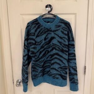 Zadig & Voltaire Teal and Black Crewneck Sweater